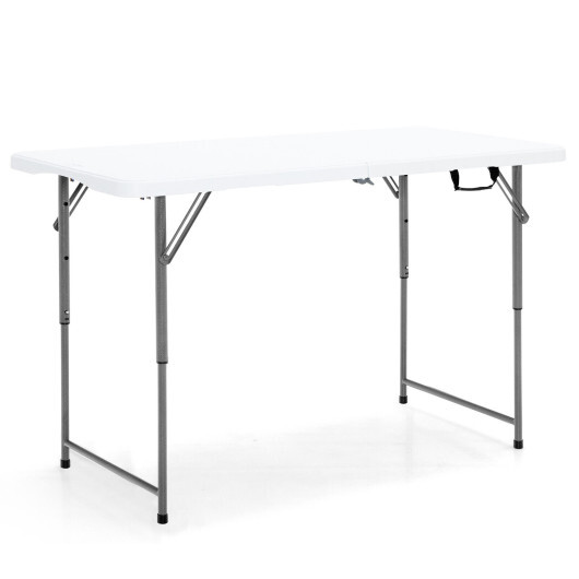 3-Level Height Adjustable Folding Table - Color: White