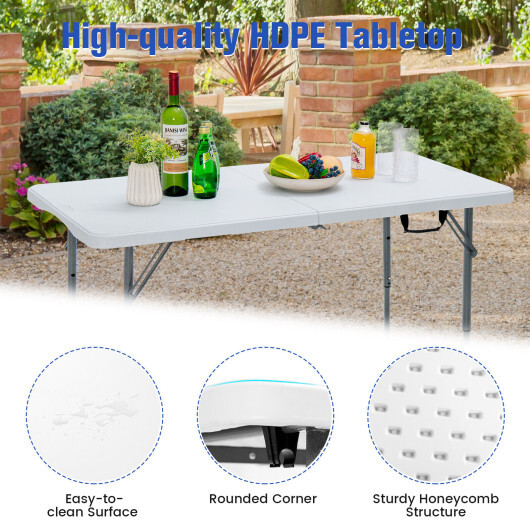 3-Level Height Adjustable Folding Table - Color: White - Image 3