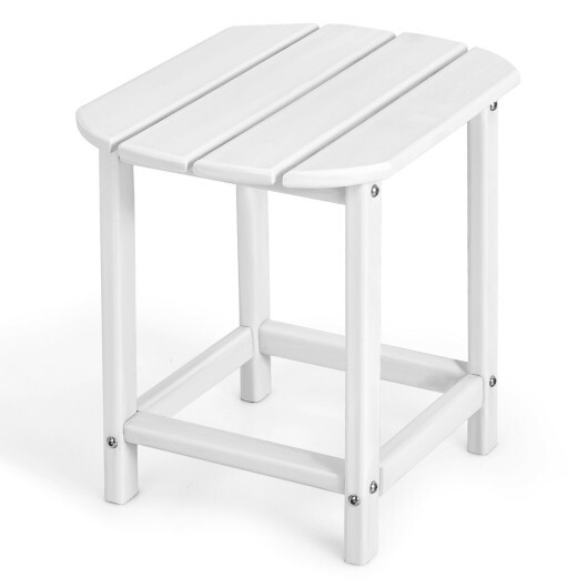 18 Inch Weather Resistant Side Table for Garden Yard Patio-White - Color: White