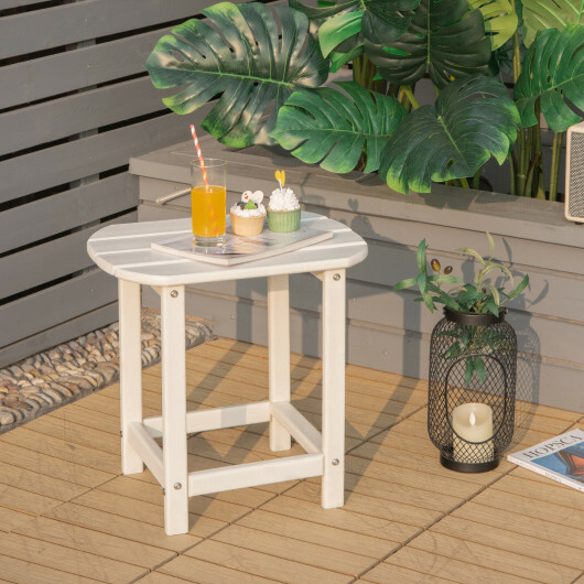 18 Inch Weather Resistant Side Table for Garden Yard Patio-White - Color: White - Image 2