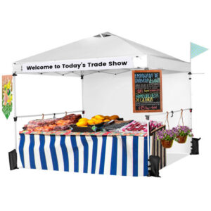 10 x 10 Feet Foldable Commercial Pop-up Canopy with Roller Bag and Banner Strip-White - Color: White