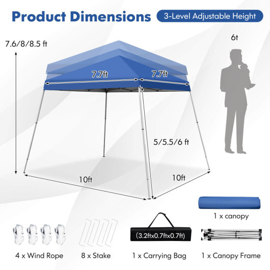 10 x 10 Feet Outdoor Instant Pop-up Canopy with Carrying Bag-Blue - Color: Blue - Image 4