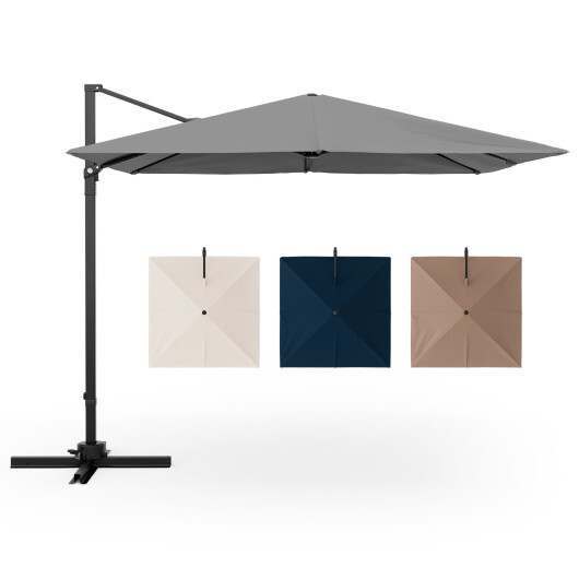 9.5 Feet Square Patio Cantilever Umbrella with 360?° Rotation-Gray - Color: Gray - Image 4