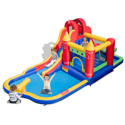 9-in-1 Inflatable Bounce Castle with Water Slide and Splash Pool without Blower - Color: Multicolor - Image 4
