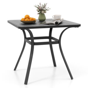 32 Inch Patio Dining Table Metal Square Table for Dining with 4 Curved Legs-Gray - Color: Gray