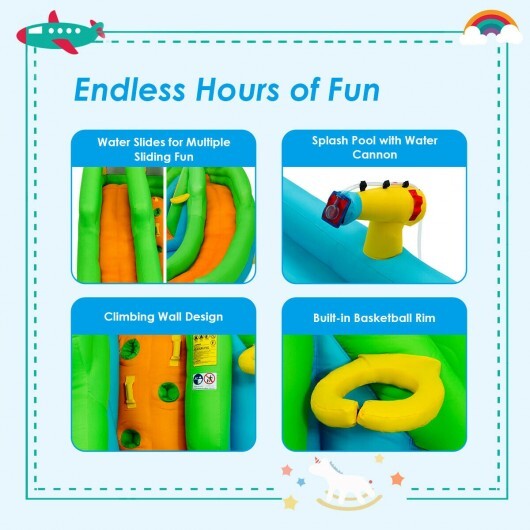 Inflatable Water Park Bounce House with Climbing Wall without Blower - Color: Multicolor - Image 3