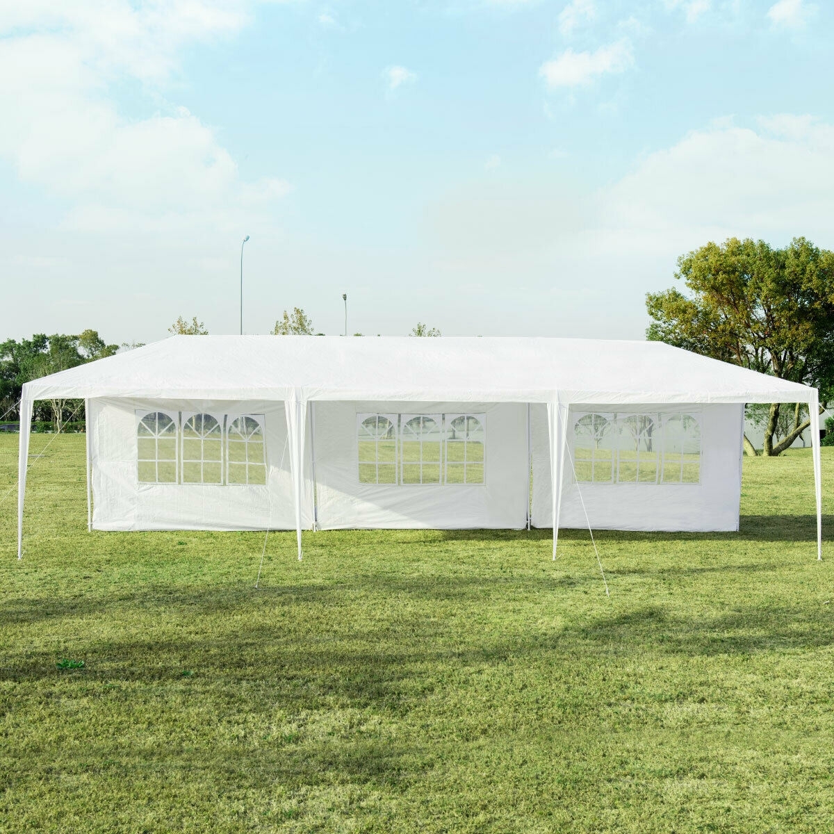 10 x 30 Feet Canopy Tent with 5 Removable Sidewalls for Party Wedding - Color: White - Image 2