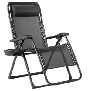 Oversize Lounge Chair with Cup Holder of Heavy Duty for outdoor-Black - Color: Black