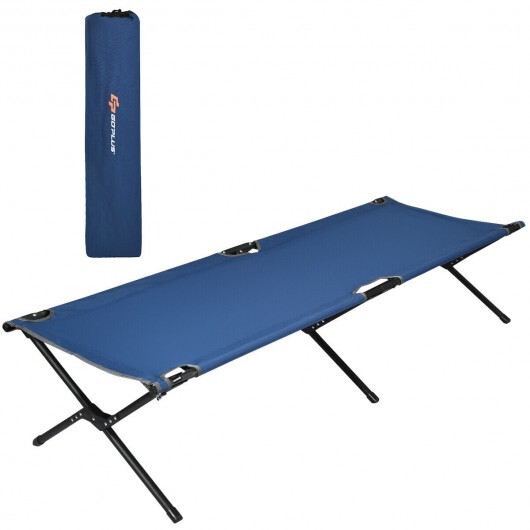 Adults Kids Folding Camping Cot-Blue - Color: Blue