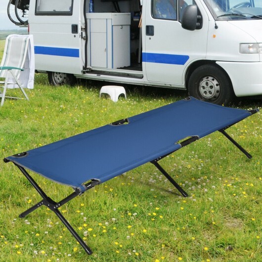 Adults Kids Folding Camping Cot-Blue - Color: Blue - Image 2