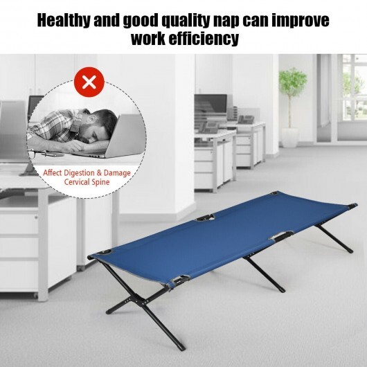 Adults Kids Folding Camping Cot-Blue - Color: Blue - Image 5