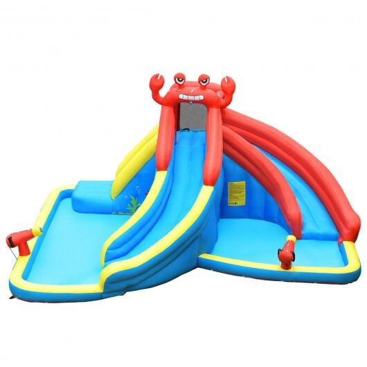 Inflatable Water Slide Crab Dual Slide Bounce House without Blower - Color: Blue