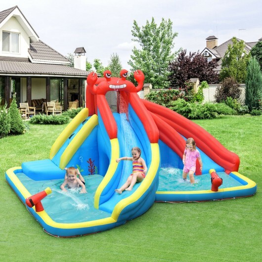 Inflatable Water Slide Crab Dual Slide Bounce House without Blower - Color: Blue - Image 2