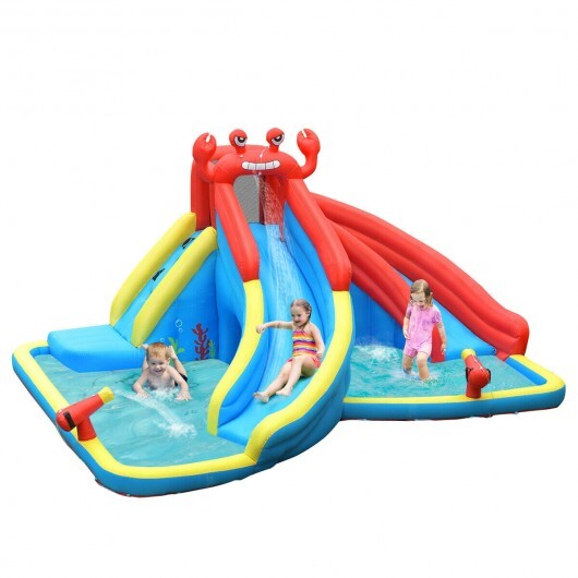 Inflatable Water Slide Crab Dual Slide Bounce House without Blower - Color: Blue - Image 5