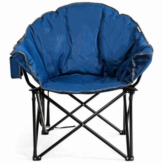 Folding Camping Moon Padded Chair with Carrying Bag-Navy - Color: Navy