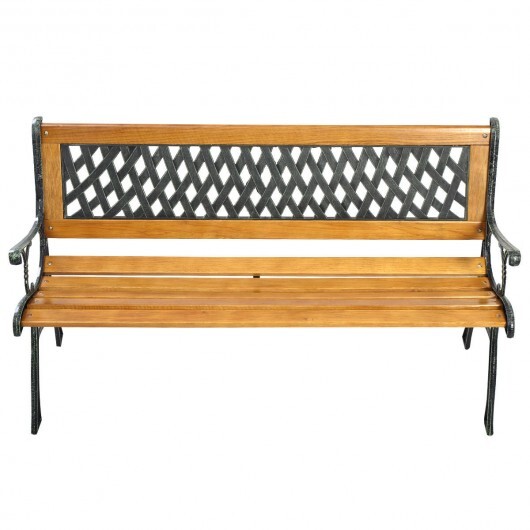 Outdoor Cast Iron Patio Bench - Color: Brown - Image 5