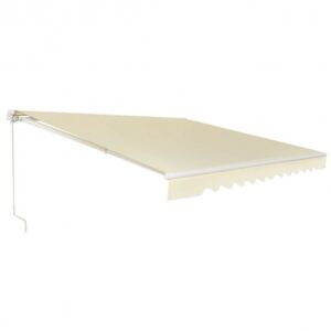 13  8 Feet Retractable Patio Awning Aluminum Deck Sunshade-Beige - Color: Beige