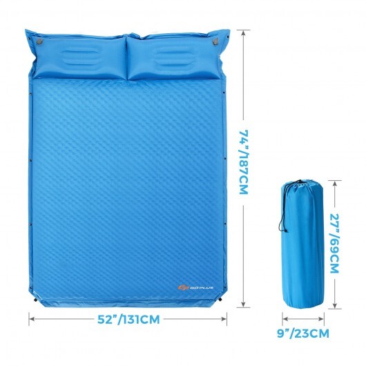 Self-Inflating Camping Outdoor Sleeping Mat with Pillows Bag - Color: Blue - Image 3