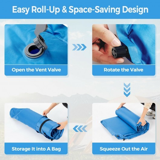 Self-Inflating Camping Outdoor Sleeping Mat with Pillows Bag - Color: Blue - Image 5