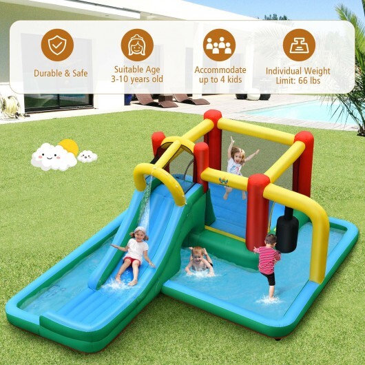 Slide Water Park Climbing Bouncer Pendulum Chunnel Game without Air-blower - Color: Blue - Image 3