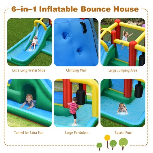 Slide Water Park Climbing Bouncer Pendulum Chunnel Game without Air-blower - Color: Blue - Image 5