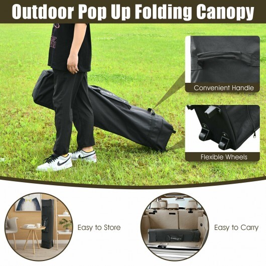 13 Feet x 13 Feet Pop Up Canopy Tent Instant Outdoor Folding Canopy Shelter-Brown - Color: Brown - Image 3