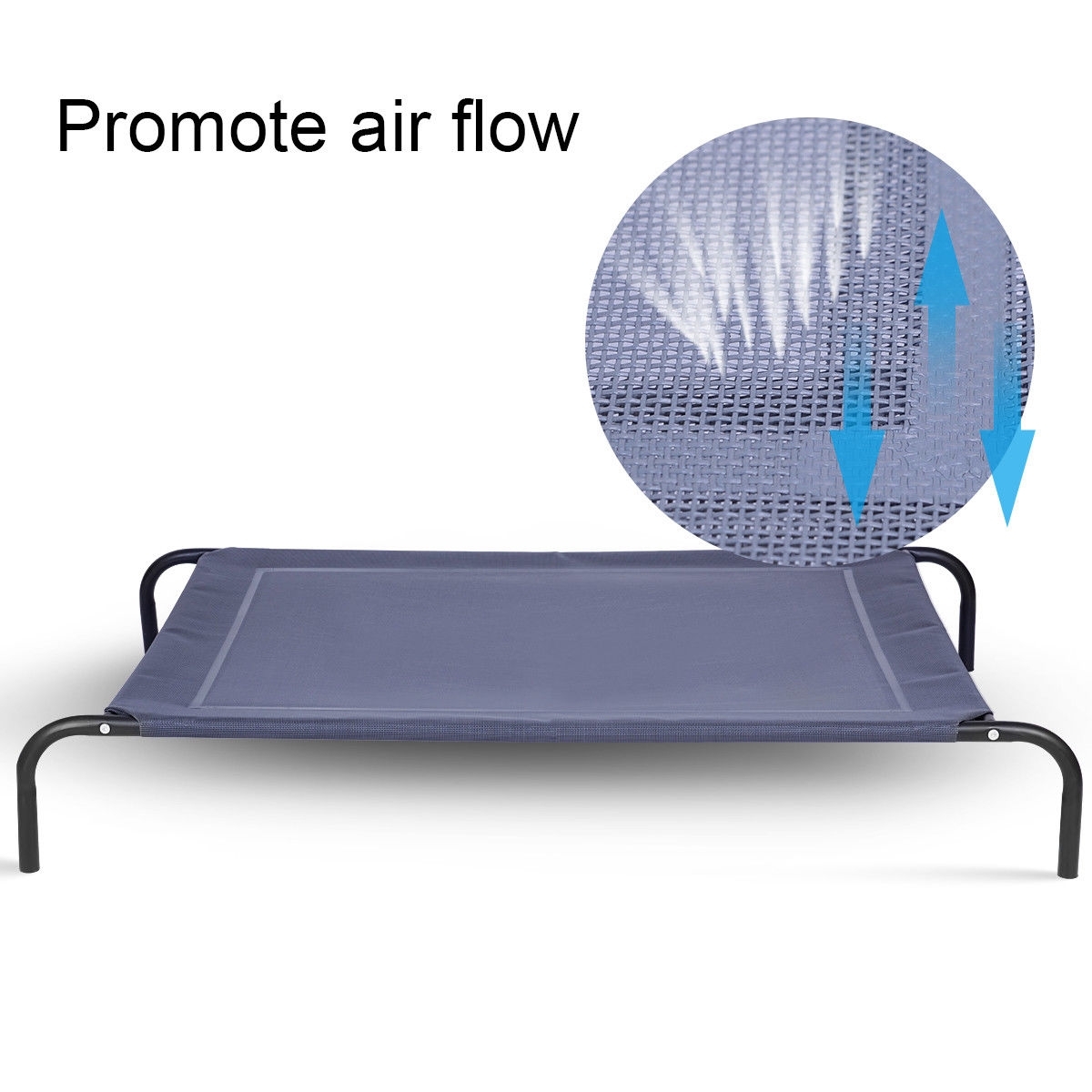 Large Indoor Outdoor Camping Steel Frame Elevated Pet Cot Mat-XL - Color: Black - Size: XL - Image 6