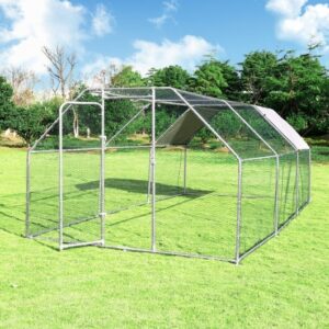 9.5 x 12.5 Feet Large Walk In Chicken Coop Run House - Color: Silver