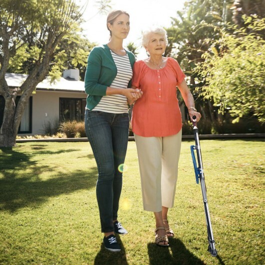 Lightweight Adjustable Folding Cane Seat with Light-Blue - Color: Silver - Image 2