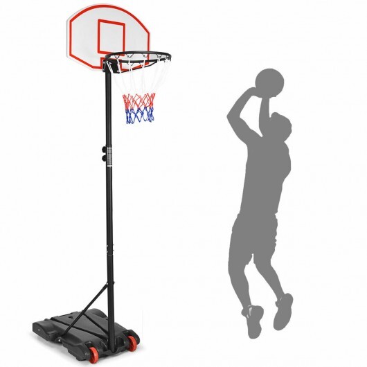 Adjustable Basketball Hoop System Stand with Wheels - Color: Black - Image 2