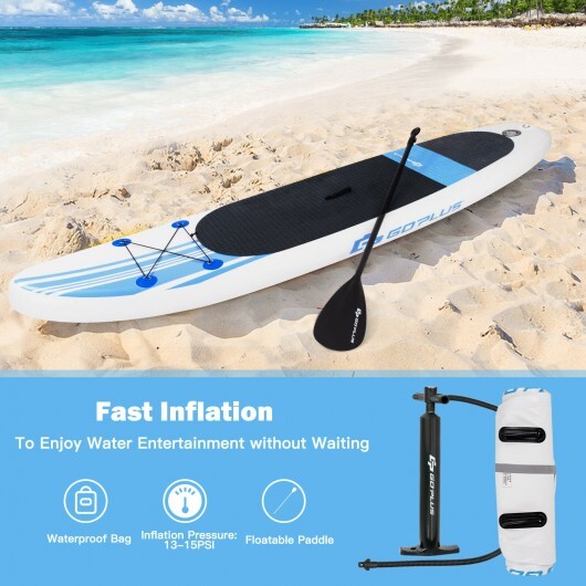 10 Feet Inflatable Stand Up Paddle Board with Carry Bag - Color: Multicolor - Image 3