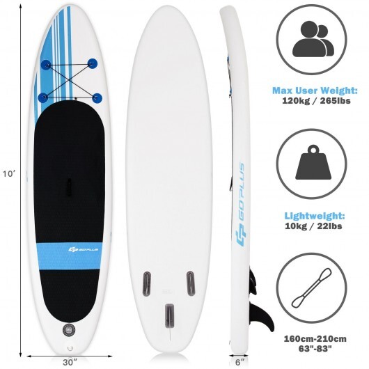 10 Feet Inflatable Stand Up Paddle Board with Carry Bag - Color: Multicolor - Image 4