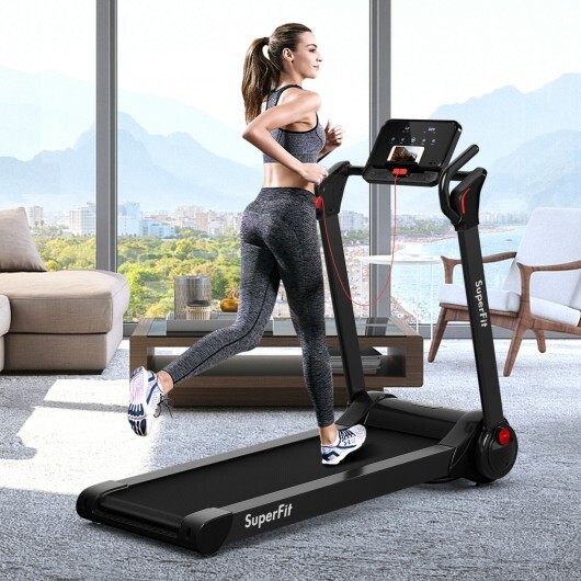 2.25 HP Electric Motorized Folding Running Treadmill Machine with LED Display-Black - Color: Black - Image 2