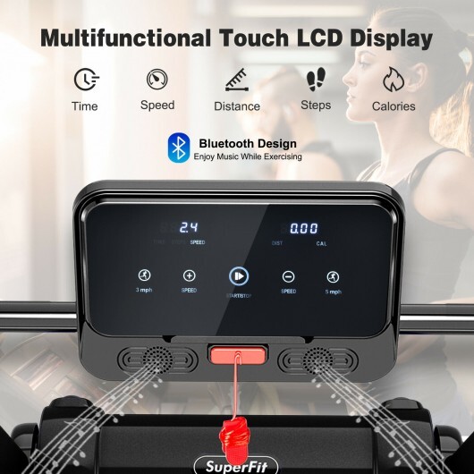 2.25 HP Electric Motorized Folding Running Treadmill Machine with LED Display-Black - Color: Black - Image 3