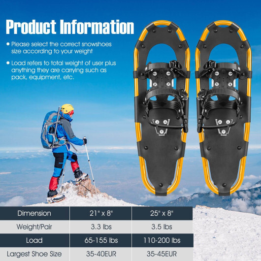 4-in-1 Lightweight Terrain Snowshoes with Flexible Pivot System-21 inches - Color: Golden - Size: 21 inches - Image 4