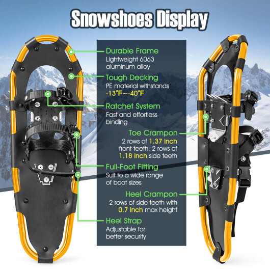 4-in-1 Lightweight Terrain Snowshoes with Flexible Pivot System-21 inches - Color: Golden - Size: 21 inches - Image 5