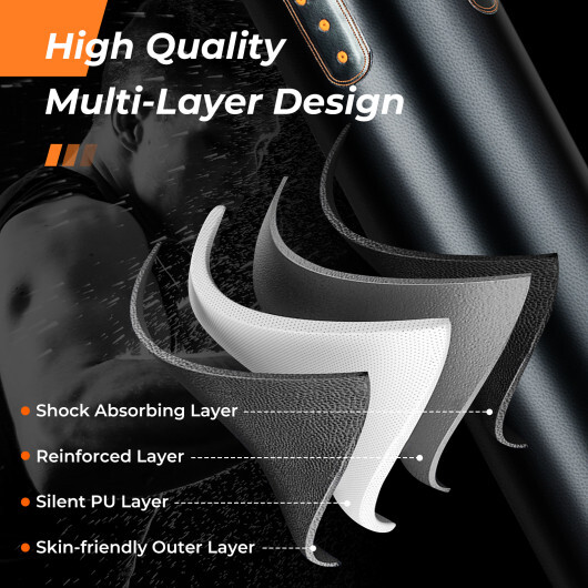 4-In-1 Hanging Punching Bag Set with Punching Gloves and Ceiling Hook - Color: Black - Image 5