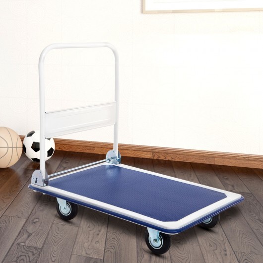660 Pounds Folding Platform Cart Dolly Hand Truck - Color: Blue - Image 3