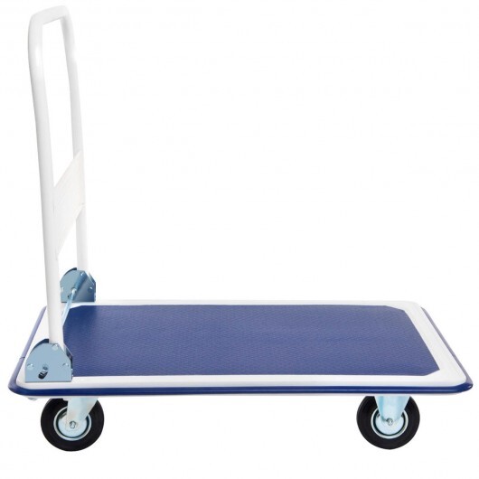 660 Pounds Folding Platform Cart Dolly Hand Truck - Color: Blue - Image 4
