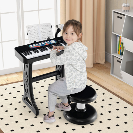 Kids Piano Keyboard 37-Key Kids Toy Keyboard Piano with Microphone for 3+ Kids-Black - Color: Black - Image 2