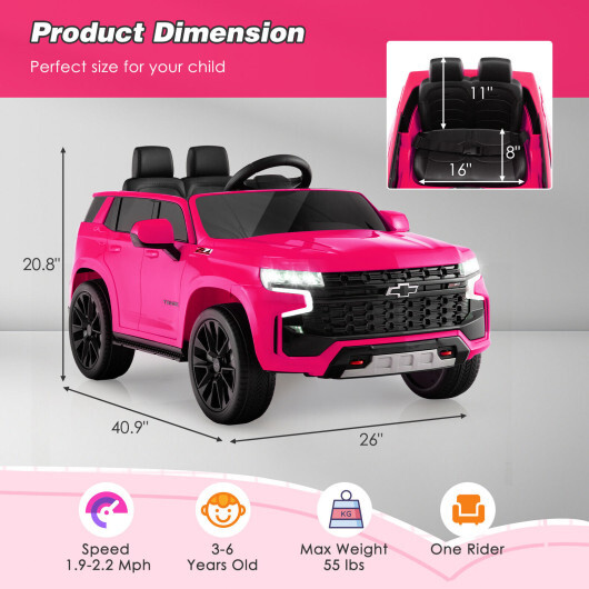 12V Kids Ride on Car with 2.4G Remote Control-Pink - Color: Pink - Image 3