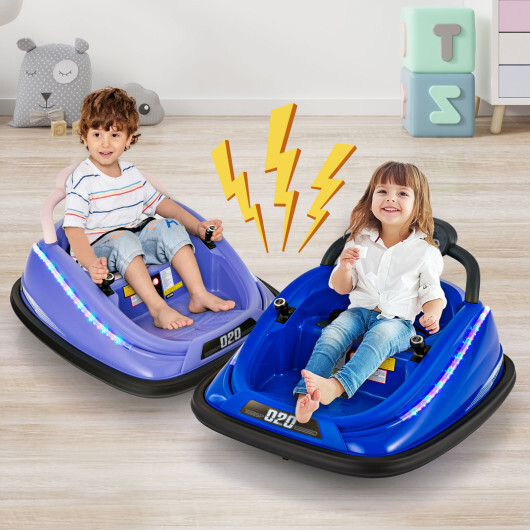 12V Kids Bumper Car Ride on Toy with Remote Control and 360 Degree Spin Rotation-Purple - Color: Purple - Image 2