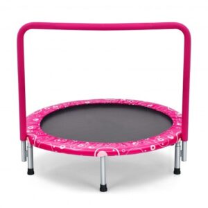 36 Inch Kids Trampoline Mini Rebounder with Full Covered Handrail-Pink - Color: Pink