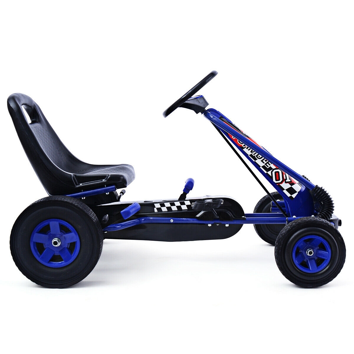 4 Wheels Kids Ride On Pedal Powered Bike Go Kart Racer Car Outdoor Play Toy-Blue - Color: Blue - Image 4