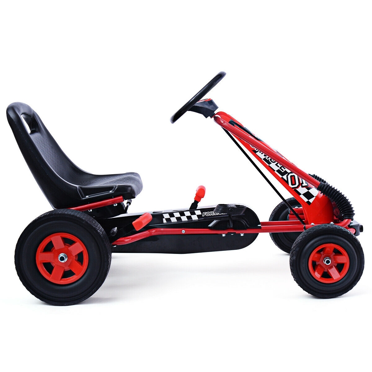 4 Wheels Kids Ride On Pedal Powered Bike Go Kart Racer Car Outdoor Play Toy-Red - Color: Red - Image 3