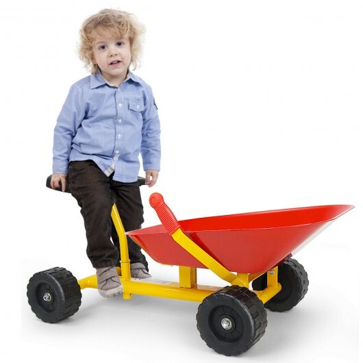 8 Inch Heavy Duty Kids Ride-on Sand Dumper with 4 Wheels-Red - Color: Red - Image 2